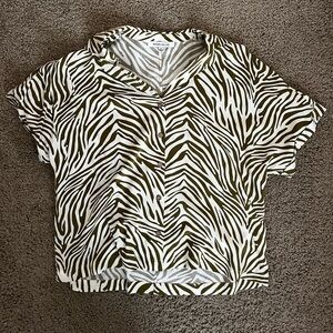 Zebra printed button down